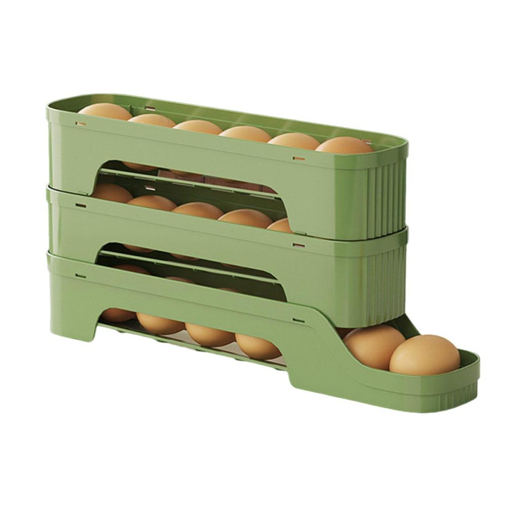 Large Capacity Automatic Egg Roller Slide Organizer Refrigerator Egg Storage Box  Kitchen