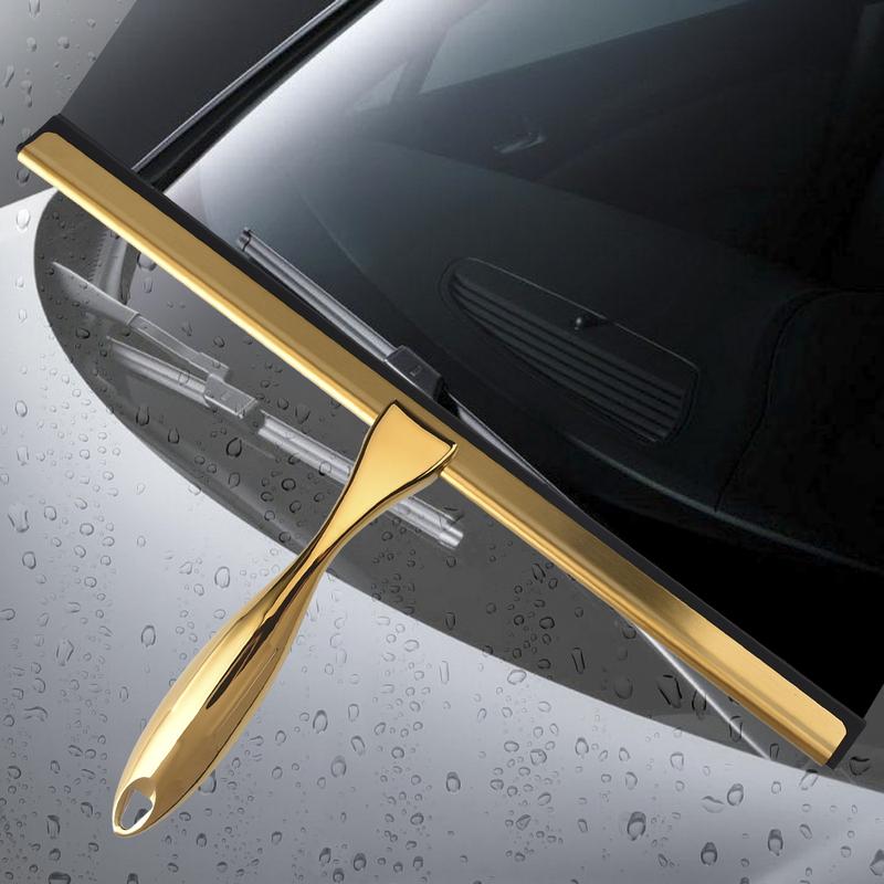 Stainless Steel Shower Wiper Window Squeegee Wiper All-purpose Glass Mirror Scraper Cleaning Household Hotel Tools Golden Black