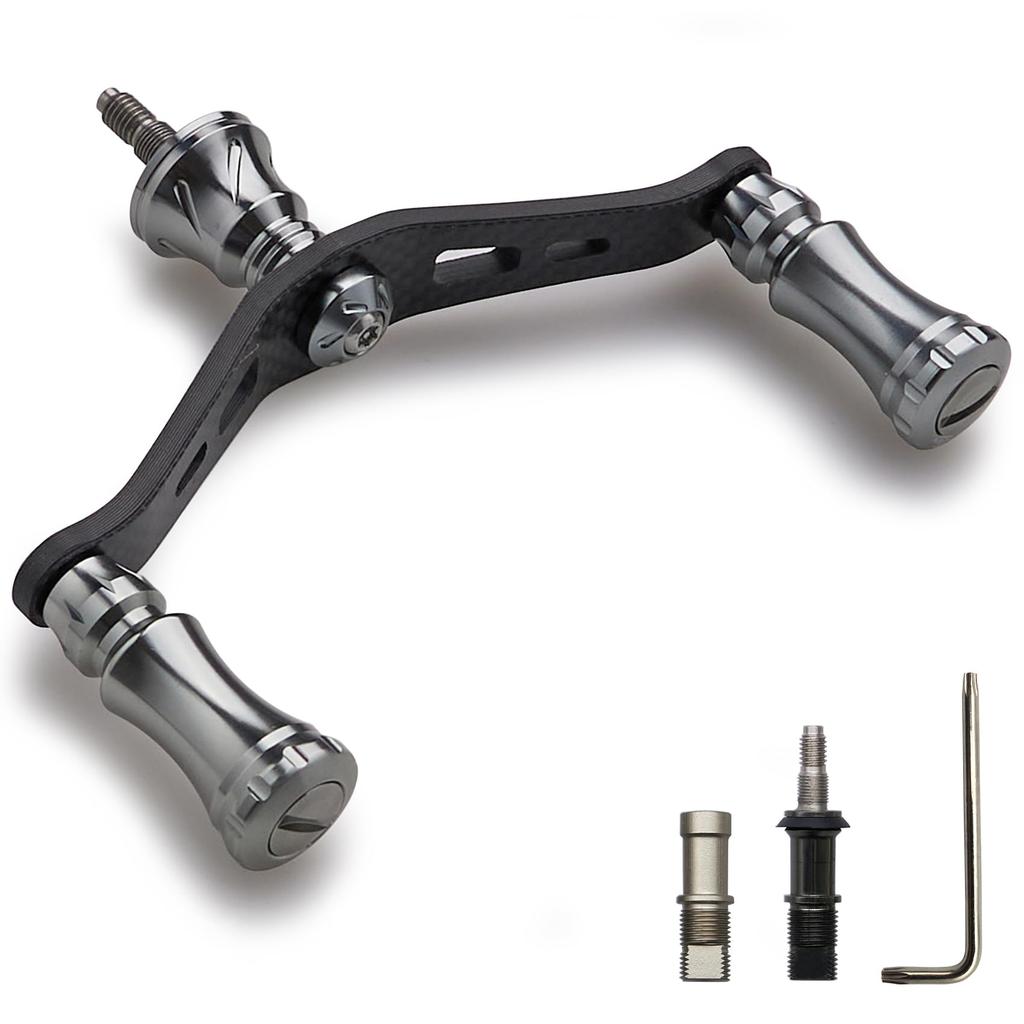 HEIGHTEN 90mm Reel Handle Shimano Daiwa General Carbon Cloth Carbon Crank Handle for Spinning Reel Chess Series 1.5K (Gunmetal) (783)