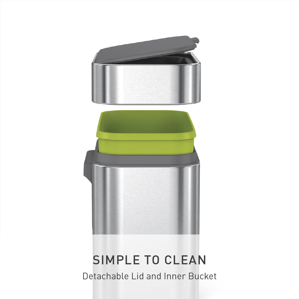 Контейнер для компоста Simplehuman, 4 литра (4L) объем, с крышкой, мусорное ведро из нержавеющей стали (simplehuman CW1645)