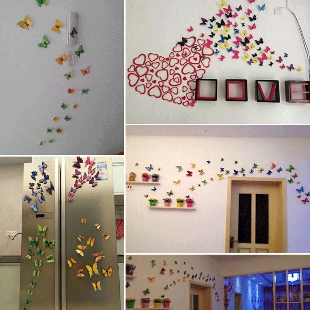 12 шт. Наклейки на стену бабочки из ПВХ Свадебная вечеринка Бабочки Украшение комнаты