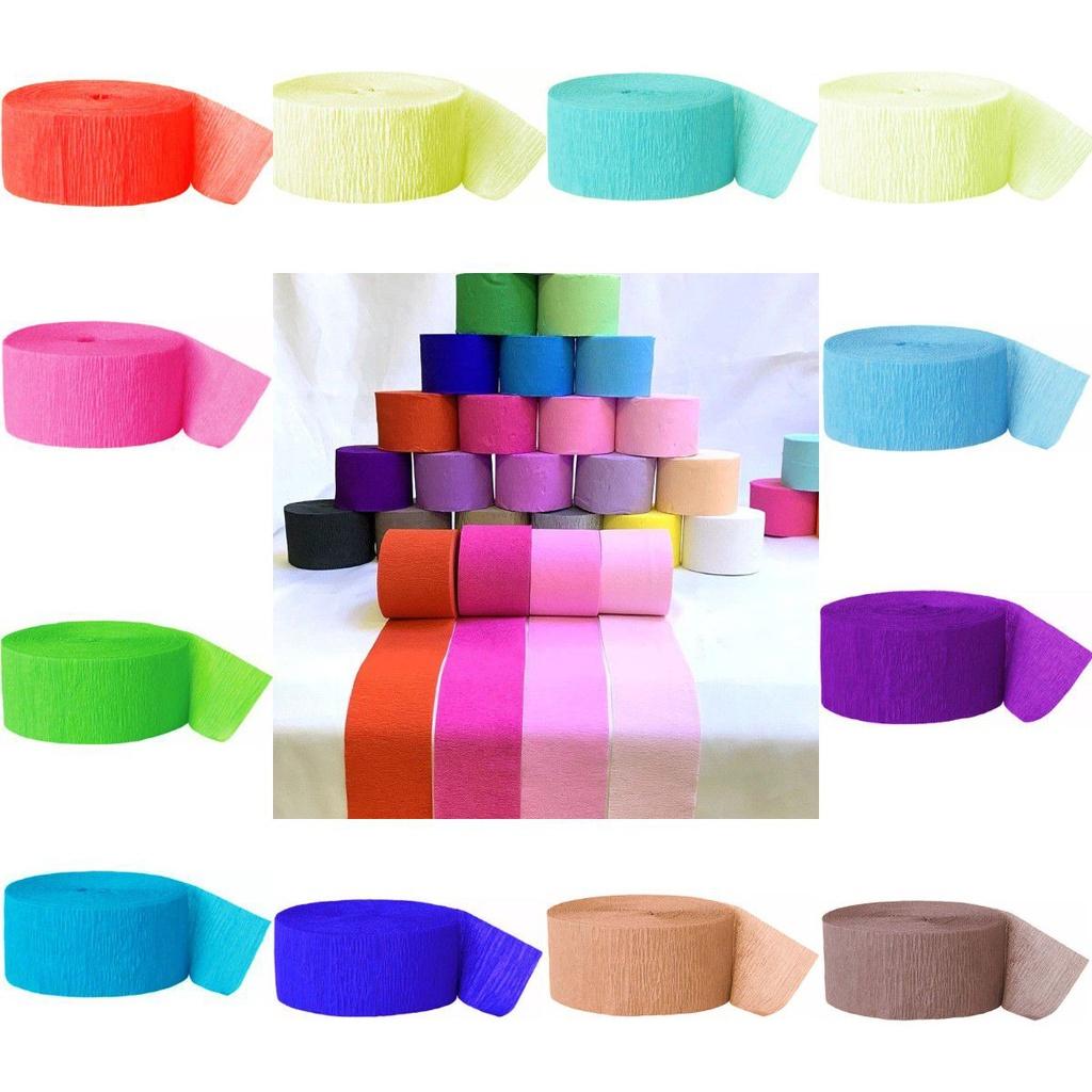 Vibrant 82ft Crepe Paper Party Streamers Roll For Birthday Wedding Hanging Decor Craft