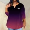 Women's Fashionable Casual Three Quarter Sleeve Printed V Neck Pullover 4/3 Sleeve Top