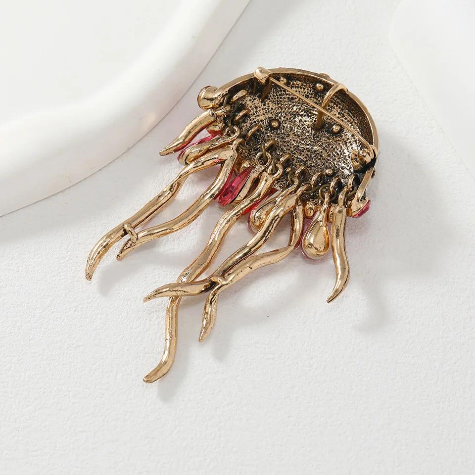 Новая креативная брошь-медуза с кисточками и кристаллами, симпатичная женская зимняя брошь для свитера, классический аксессуар двойного назначения, корсаж