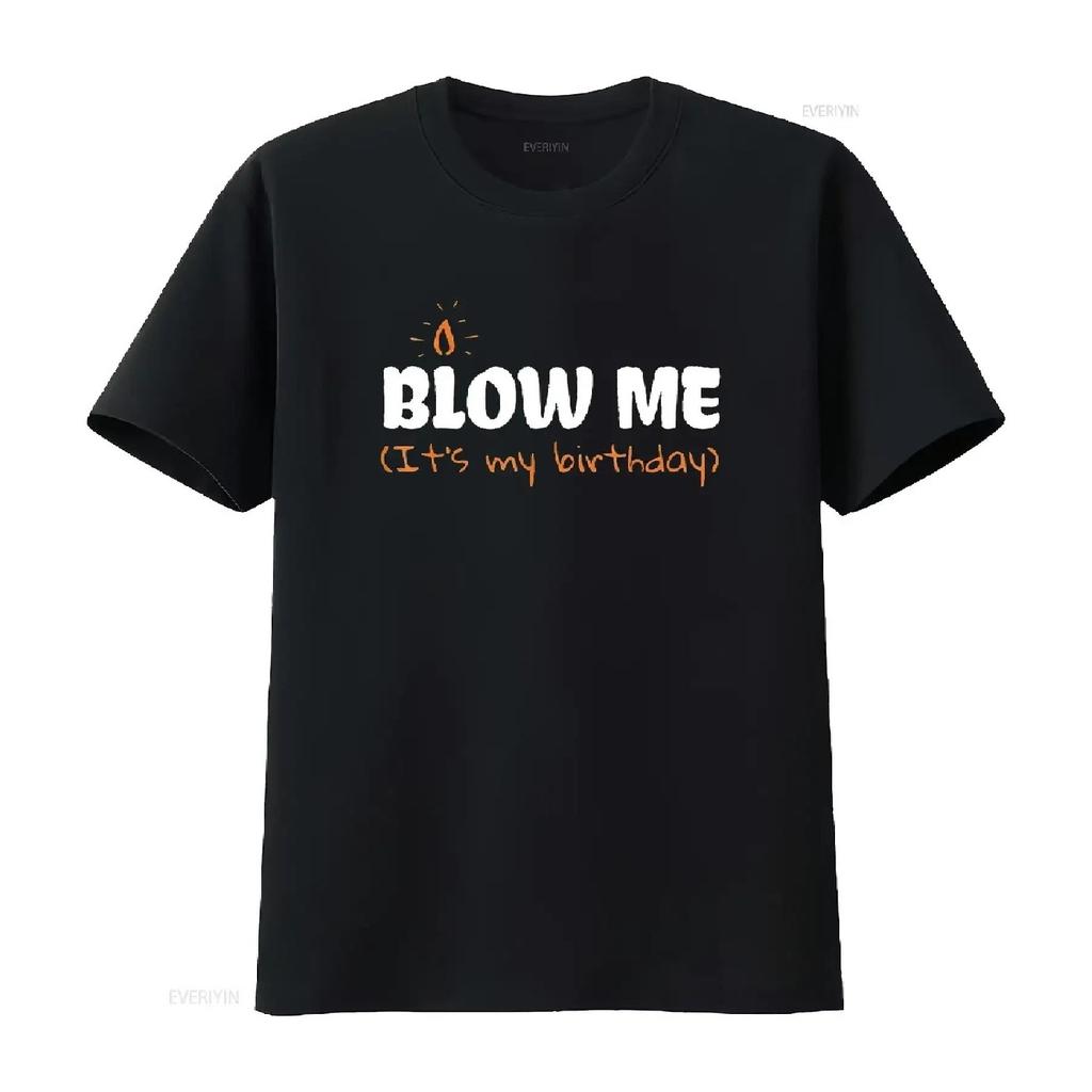 Женская футболка "Blow Me Its My Birthday" Смешная Вечеринка Черная 2XL винтажная Стиранный Топ для Повседневной Носки Дышащий Слегка Растягивающийся
