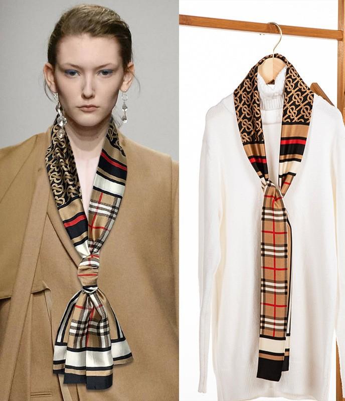 Шарф из искусственного шелка, сезонный маленький шарф, повязка на голову, длинный шарф, универсальный женский шарф с завязками