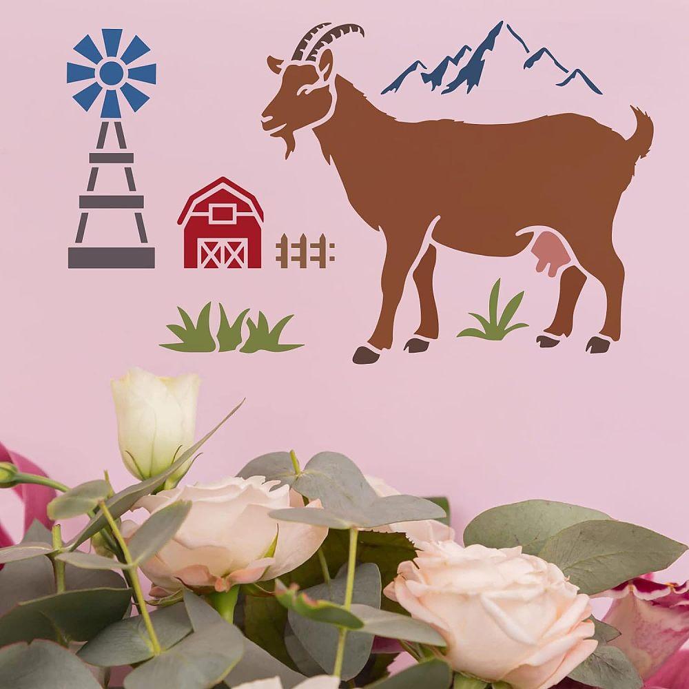 Plastic Reusable Drawing Painting Stencils Templates Sets for Painting on Fabric Canvas Tiles Floor Furniture Wood Animal Pattern 29.7x21cm 9pcs/set