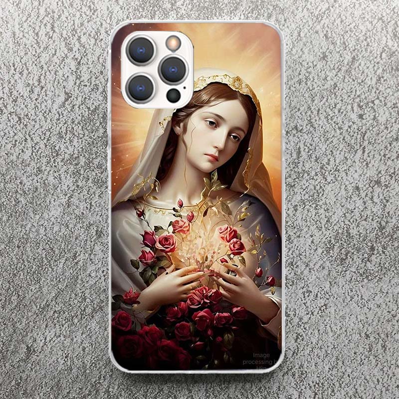 Чехол для телефона Дева Гваделупская Дева Мария Для iPhone 17 16 15 14 13 12 11 Pro Max Mini Plus Air 7 SE 8 Мягкий Силиконовый Печать Оболочка