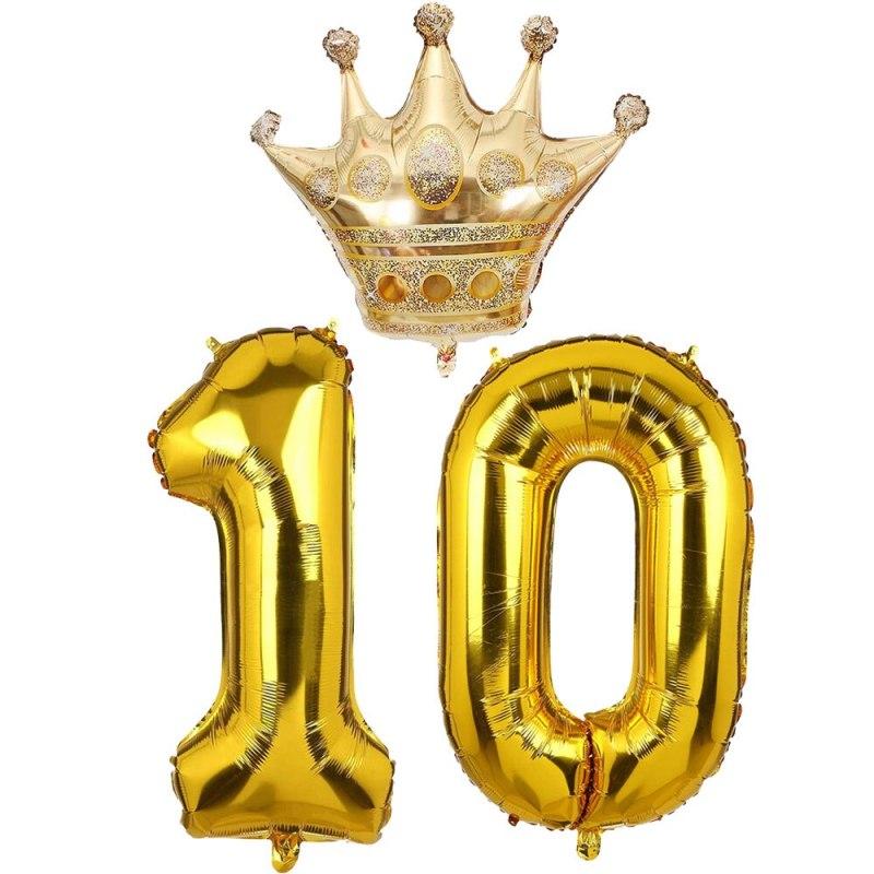10, 18, 20, 30, 40, от 50 до 90 лет, детский, взрослый, день рождения, вечеринка, набор воздушных шаров с золотой короной и номером