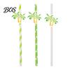 Multi-person Party Straws 20Pcs Disposable Paper Straws, Hawaiian Palm Tree Drink Cocktail Green Coconut Summer Decor Virgin Wood Pulp