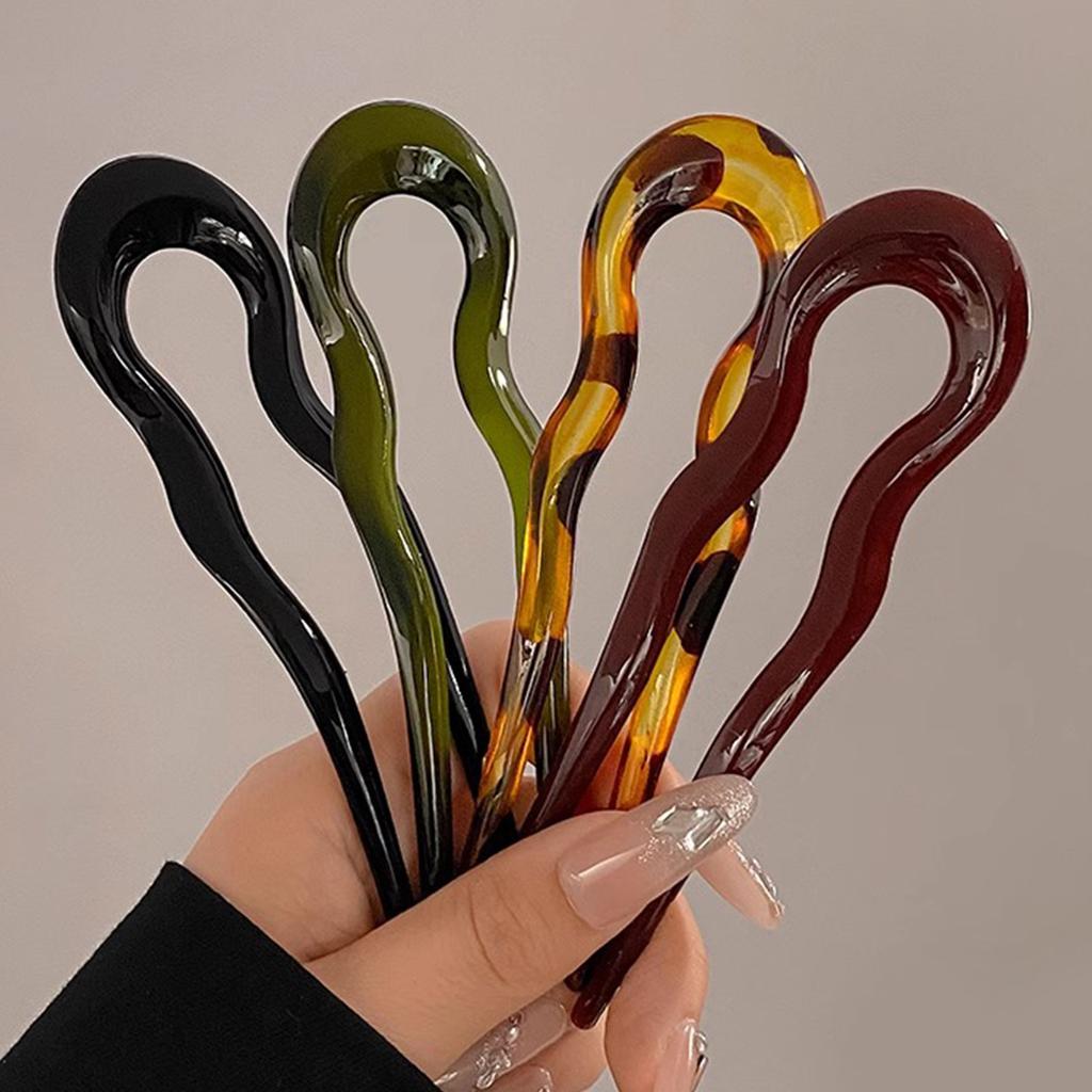 Волнистая U-образная заколка для волос для стильных причесок Элегантная двузубая шпилька для пучка для женщин девушек Аксессуары для головных уборов ручной работы