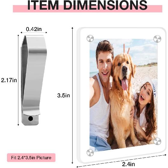 2Pcs Car Picture Holder, Magnetic Car Photo Holder, Car Visor Photo Clip For 3 Inch Photos, Personalized Acrylic Visor Clip For Drive Safe