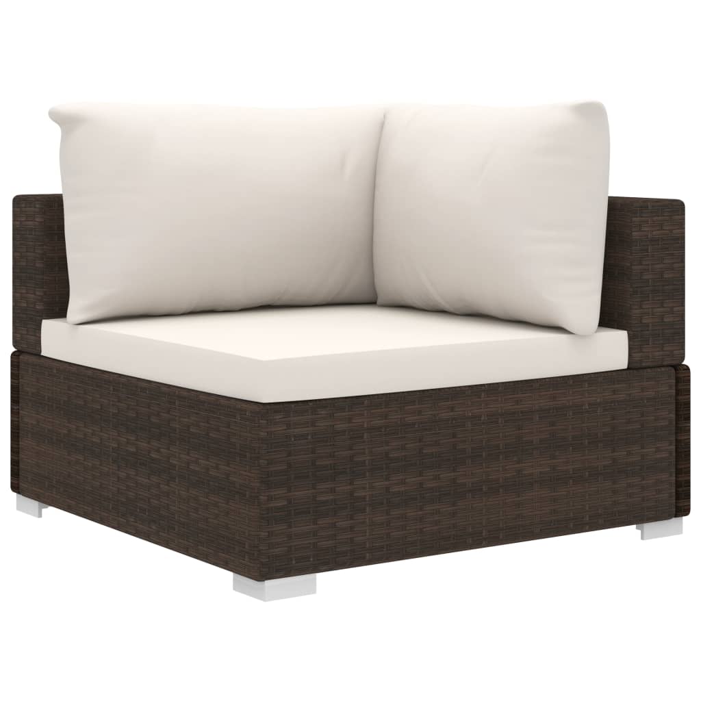 10 piece Garden Lounge Set with Cushions Poly Rattan Brown