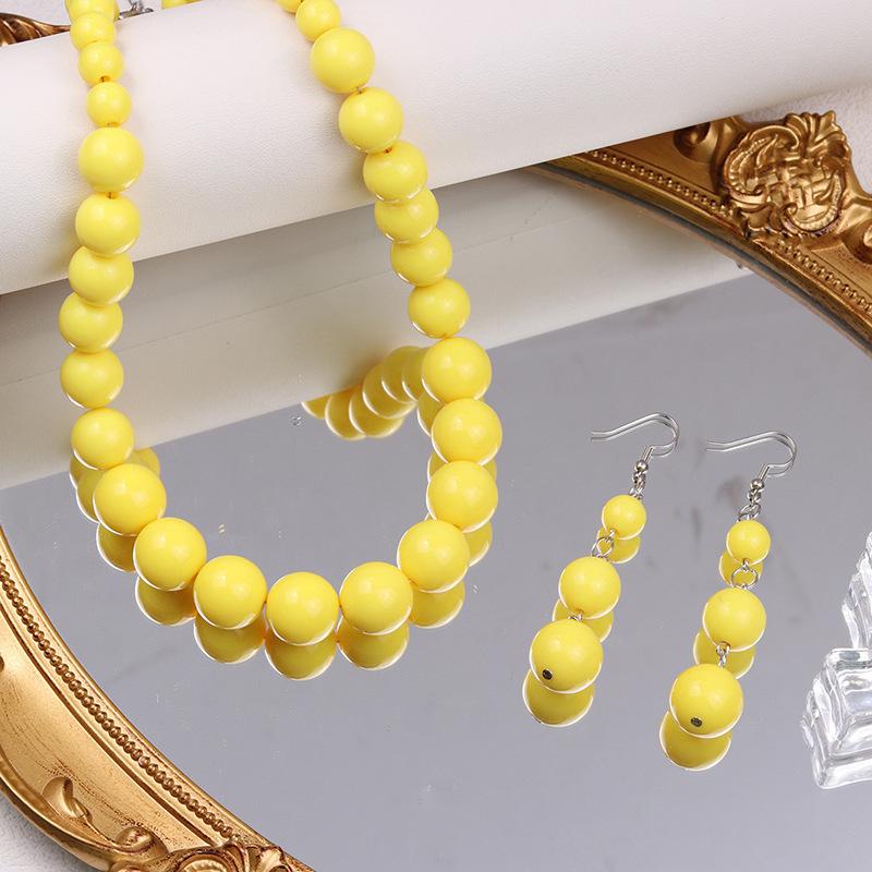 European and American exaggerated earrings, high-end candy color, size round bead pendant, simple retro design set, jewelry women