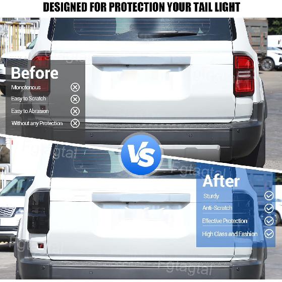 Car Taillight Cover Fit for Toyota Land Cruiser 250 Prado J250 LC250 2024 2025, Smoked Tail Light Shell Trim Cover, Rear Tail lamp Decorative