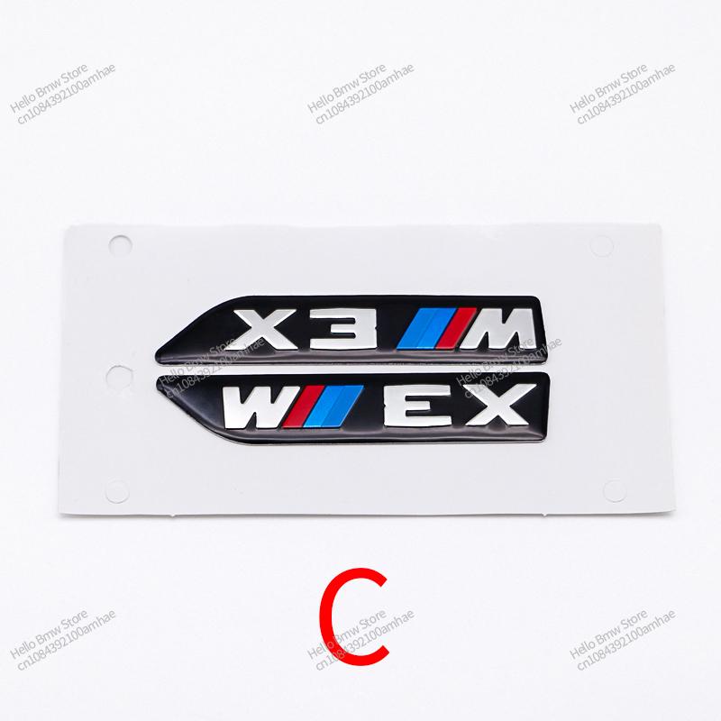 2Pcs Premium Fender Side Badge Emblem for BMW M Power X1 X2 X3 X4 X5 X6 Glossy Black Sticker Logo 6.8cm 8.4cm Car Styling Decor HG5