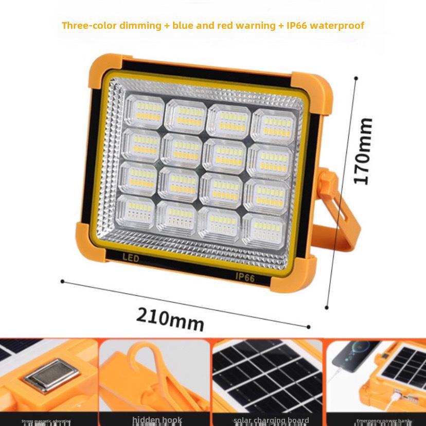 Портативный перезаряжаемый солнечный прожектор для кемпинга на открытом воздухе и использования в чрезвычайных ситуациях