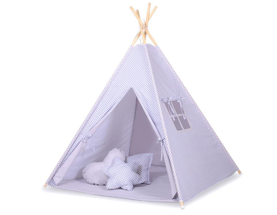 Tipi tent for children + feather pendants - mini - Rosette gray