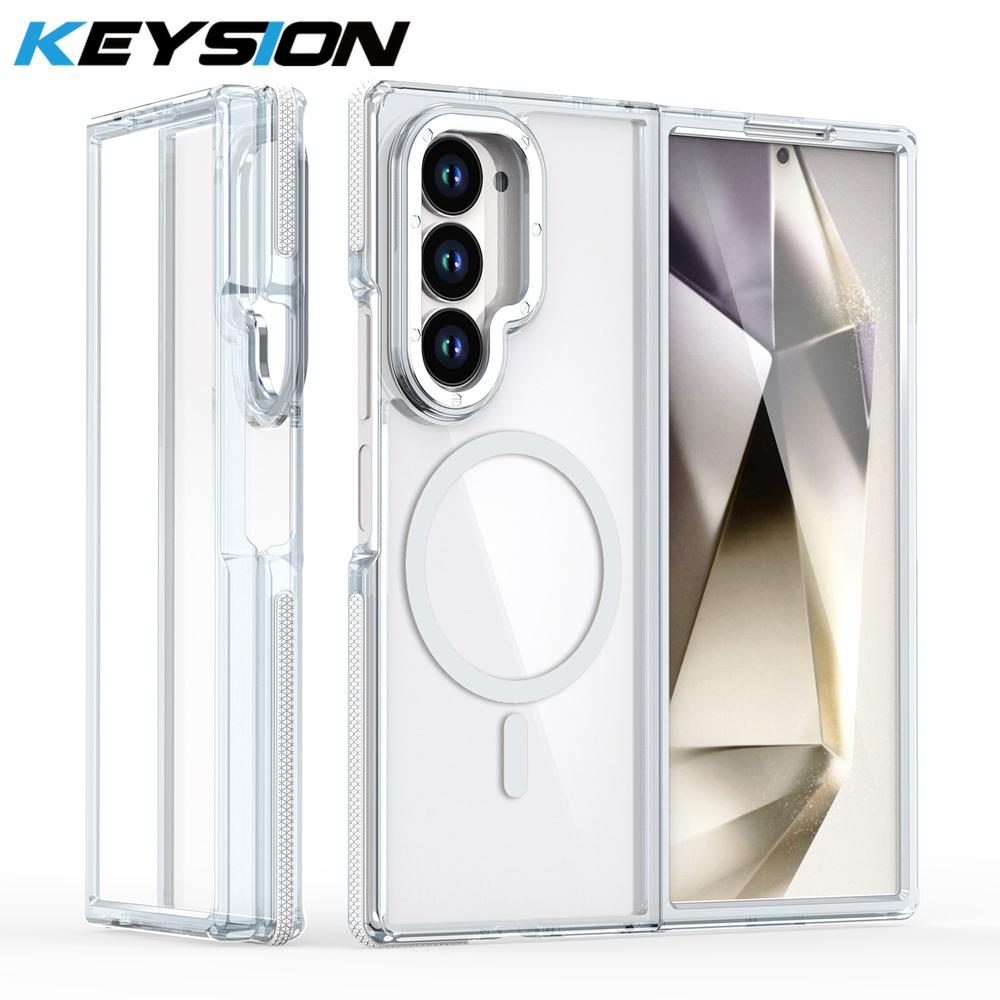 KEYSION Прозрачный магнитный чехол для MagSafe для Samsung Z Fold 7 6 5G Прозрачная противоударная задняя крышка для телефона для Galaxy Z Fold 6 7