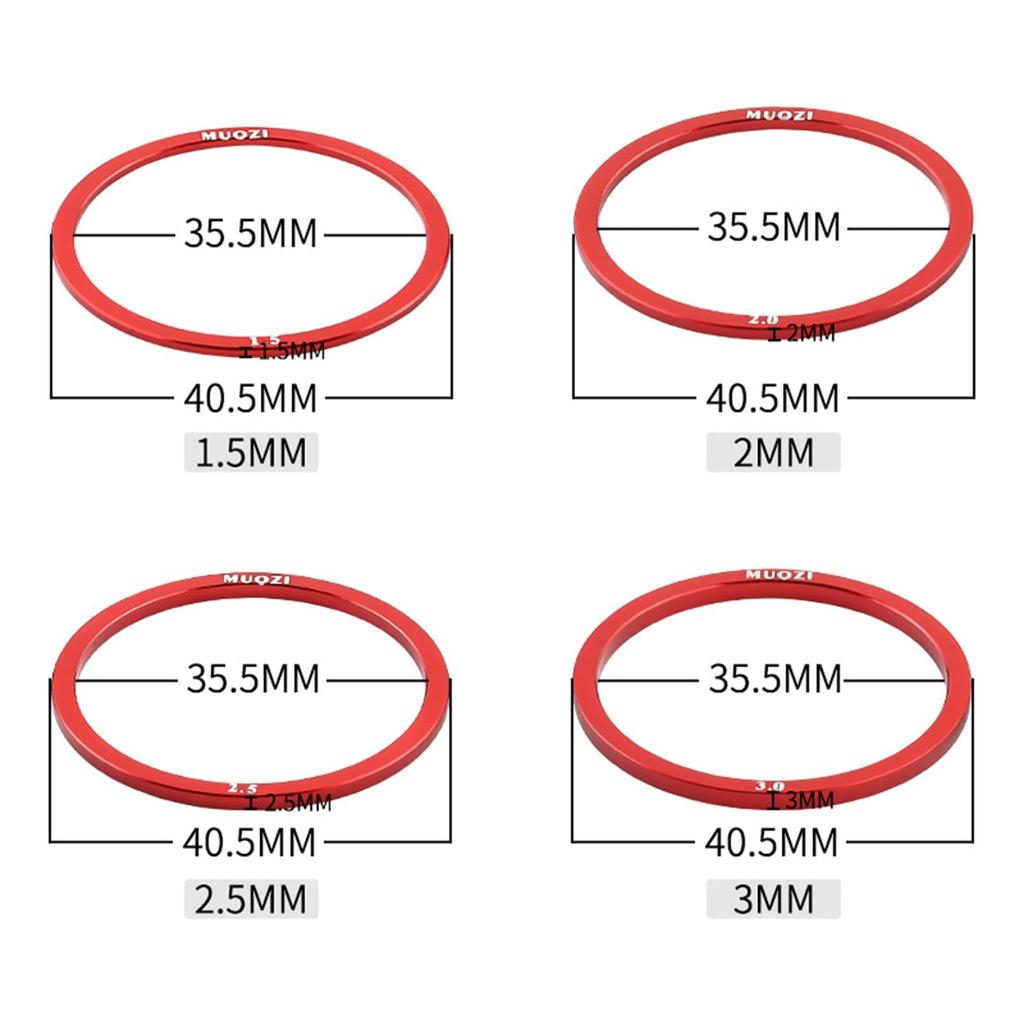 5 Pieces Bicycle Washer Set Cassette Hub Sprocket Gasket Flywheel Hub Aluminum Alloy Spacer for BB68 BB73 BB90 BB92 Inner Diameter Thickness (Red,