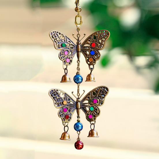 Винтажная подвесная бабочка, украшение, устойчивое к погодным условиям, для внутреннего и наружного использования, для сада, патио, металлическая подвесная подвеска в виде колокольчика для ветряной музыки
