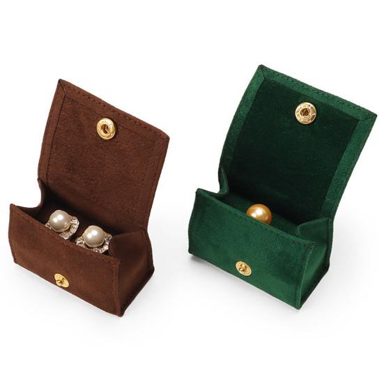 Mini Jewelry Box Elegant Luxury Soft Velvet Portable Solid Color Snap Button Travel Ear Studs Earrings Finger Ring Organizer Bag Holder Container Case