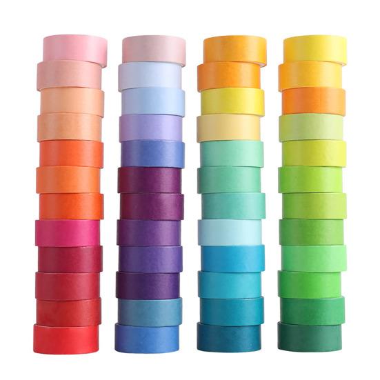 48 Rolls Washi Tapes Rainbow Colors Decorative Tapes 15mm Wide Colored Masking Tape for Journal Book Planner Scrapbooking DIY Arts Crafts