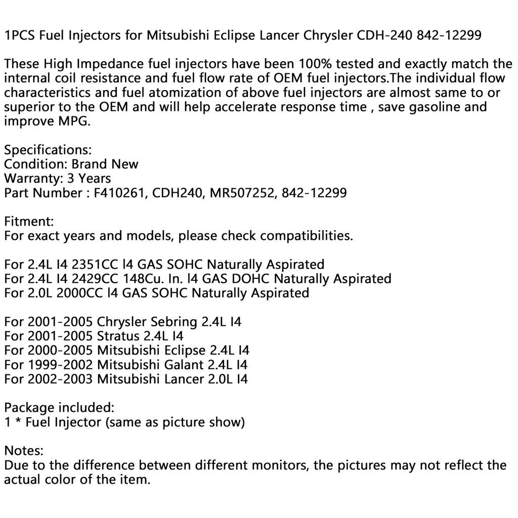 1 ШТ. Топливные форсунки CDH-240 Подходят для Mitsubishi Eclipse Lancer Подходят для Chrysler 842-12299