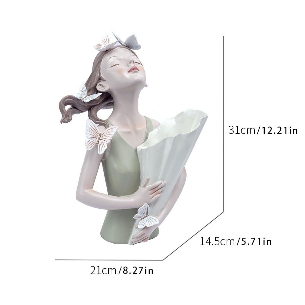 Luxury Vases Decor Resin Statue Sculpture Home Wedding Flower Figurines Interior Desktop Ornaments Living Room Butterfly Girl