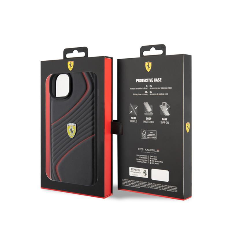 Ferrari Twist Metal Logo - Etui Iphone 15 Plus (Czarny)