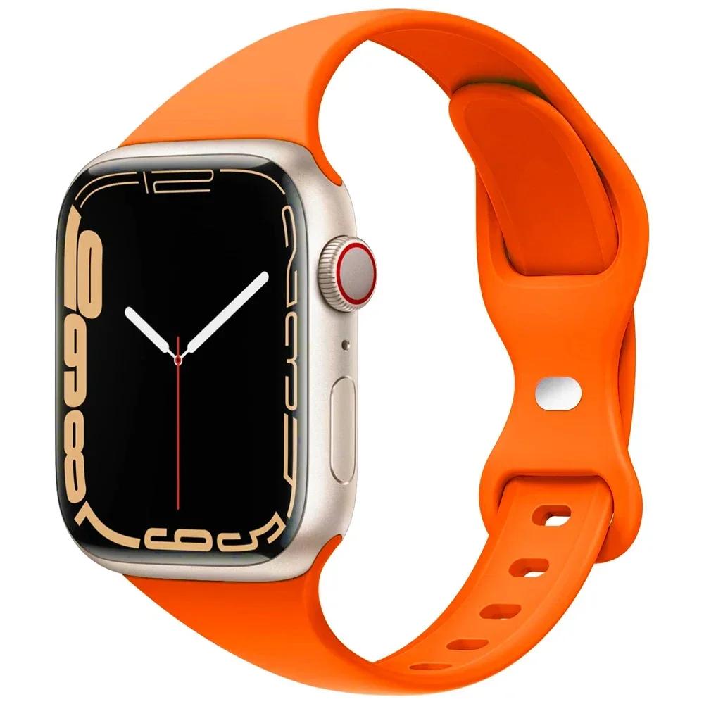 Тонкий силиконовый ремешок для Apple Watch 11 10 46 мм Ultra 3-2 49 мм серии 9-8-7 41 мм 45 мм 44 мм спортивный браслет iWatch 4 6 5 SE 3 ремешок