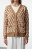 Women's Fashion Stylish Cardigan Beige Soft Textured Glittery Knitwear Cardigan