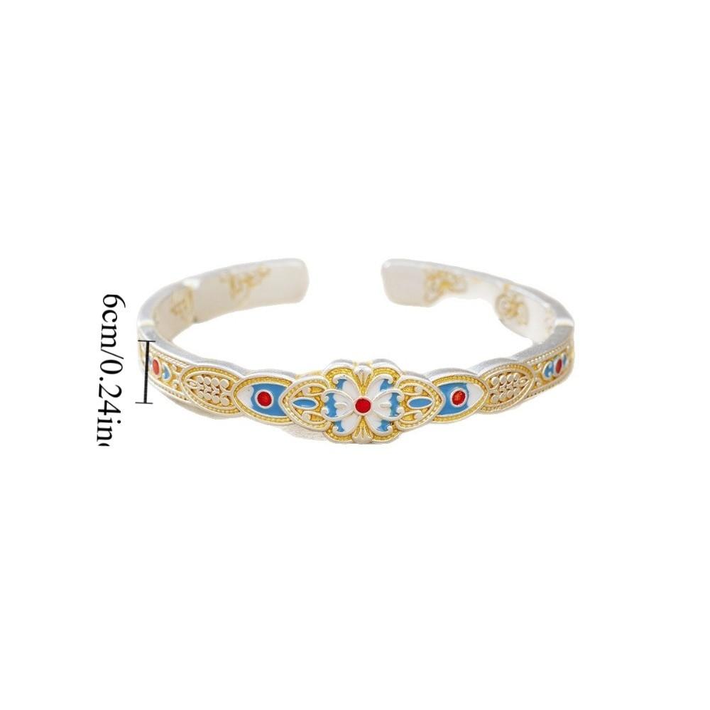 Цветок Эмаль Лотос Ручной Браслет Ручные Украшения Ретро Открывающееся Ручное Кольцо Студент