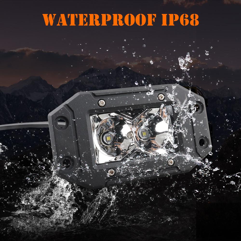 LED Flush Pods Work Light Off-road Flush Mount Led Fog Lights For Car Motorcycle ATV UTV SUV Tractor 4x4 Truck Yellow Spot Beam