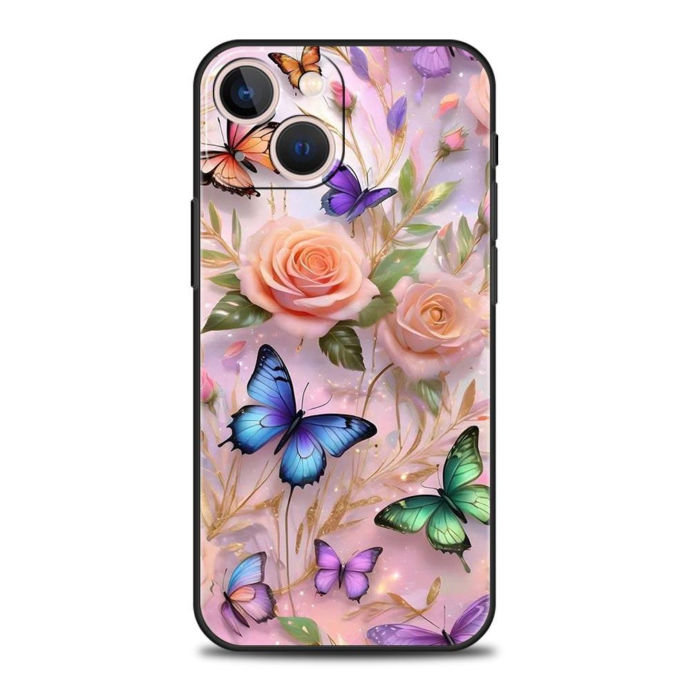 Чехол-бампер с дизайном бабочки для iPhone 17 16 15 14 13 12 Pro Max 11 Pro Max 17 AIR Plus Ударопрочный Мягкий ТПУ Корпус Fundas