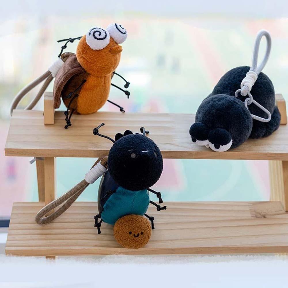 Ladybug Plush Insects Key Ring Cartoon Cockroach Key Chain Cute Moth Fly Pendant for Gifts
