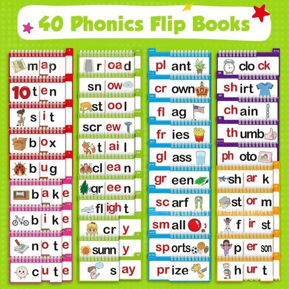 40 Phonics Word Family Flip Books 40pcs Read Rhyme Flip Activity Books Engaging Word Family Flip Books For Kids