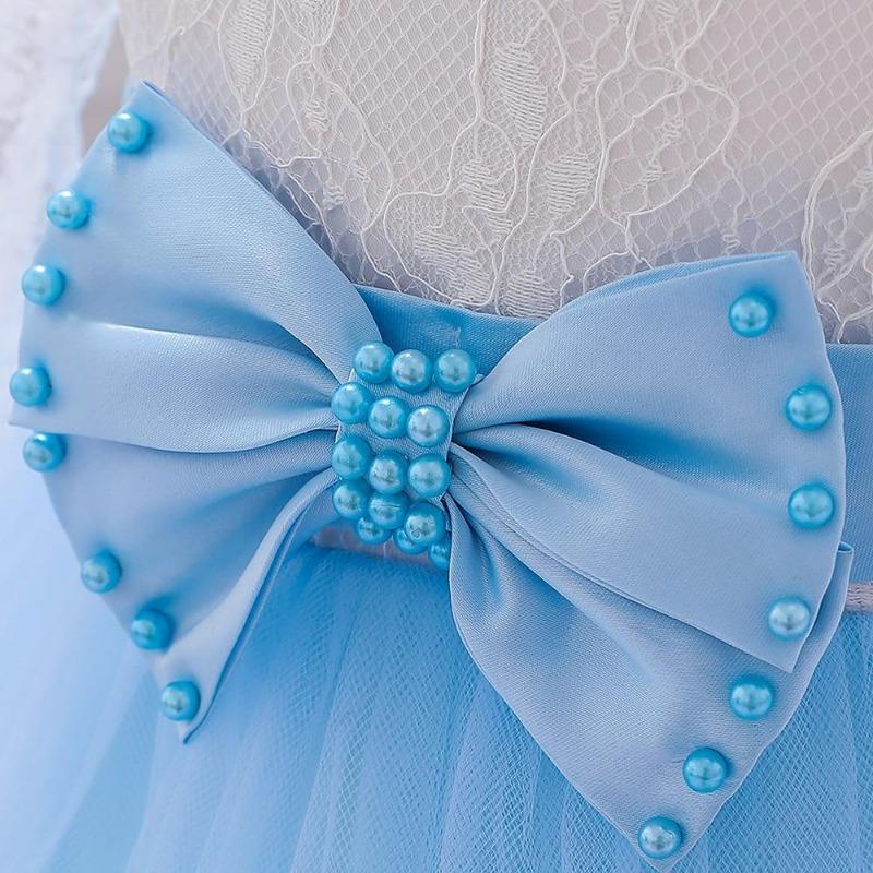 Платья для маленьких девочек Вечерние и свадебные кружевные платья с длинными рукавами и большим бантом для новорожденных девочек, платье принцессы на первый день рождения для девочек