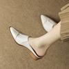 Women Pointed Toe Platform Mules Slip On Shoes Sexy High Heel Mules Ladies Leather Sole Slippers  Woman