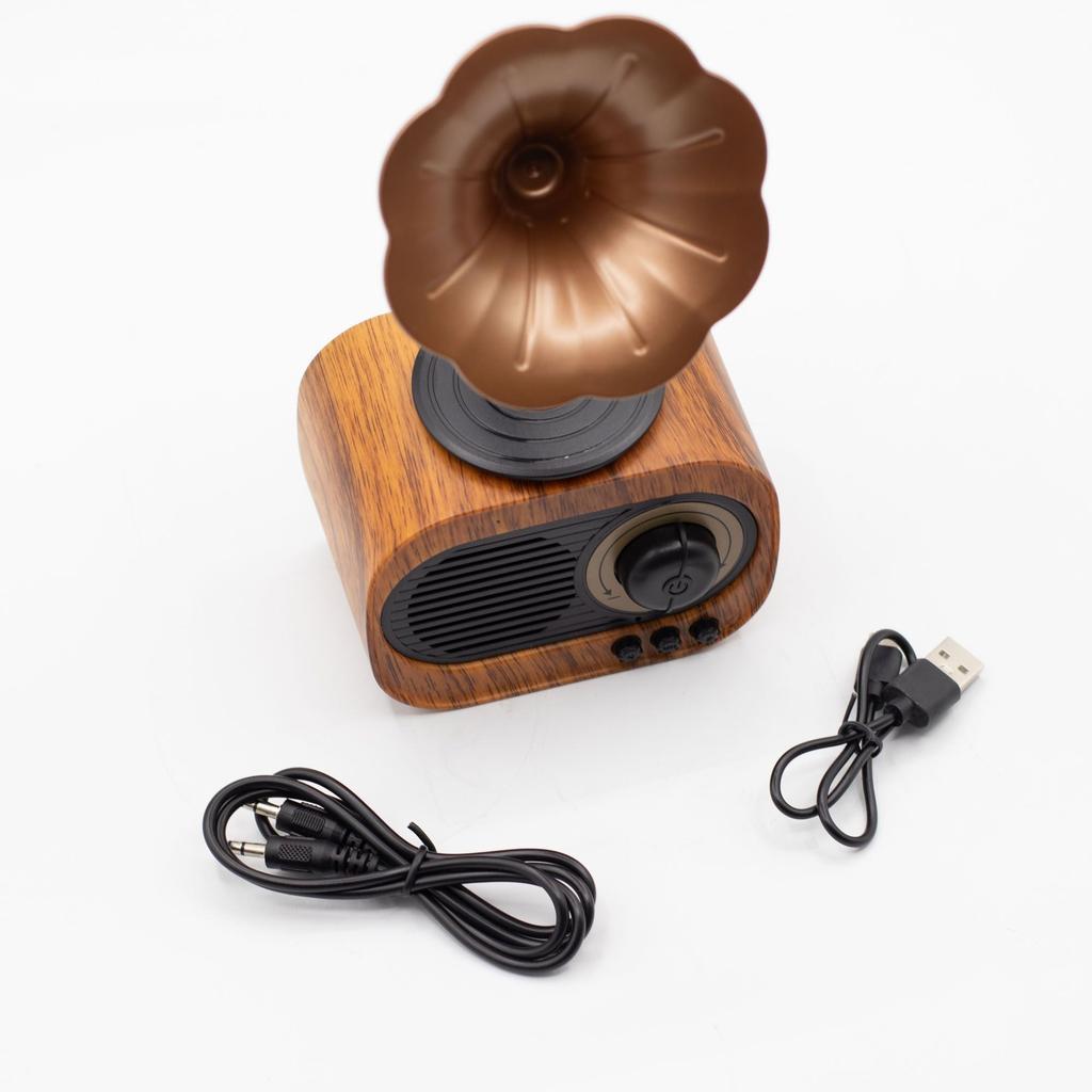 Retro Mini Gramophone Speaker – Bluetooth & FM Radio – 5 watt x 1