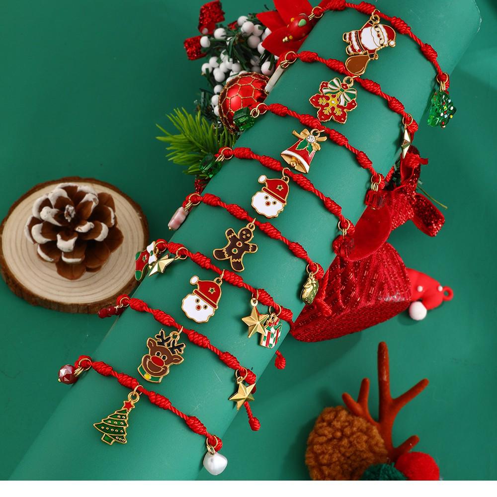 Европейско-американский рождественский браслет с колокольчиками и оленями, с регулируемым шармом Санты, леденцом и мультяшным капающим маслом