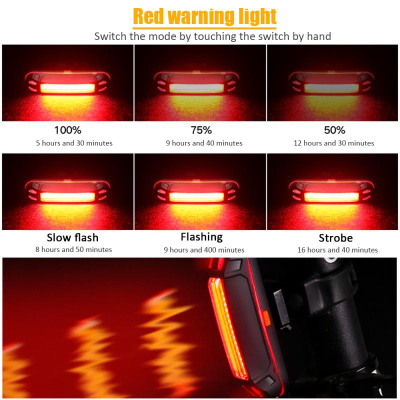 Bike Rear Light Safety Warning Lamp USB Rechargeable LED MTB Road Bicycle Taillight Night Riding Tail Lights Cycling Accessories2