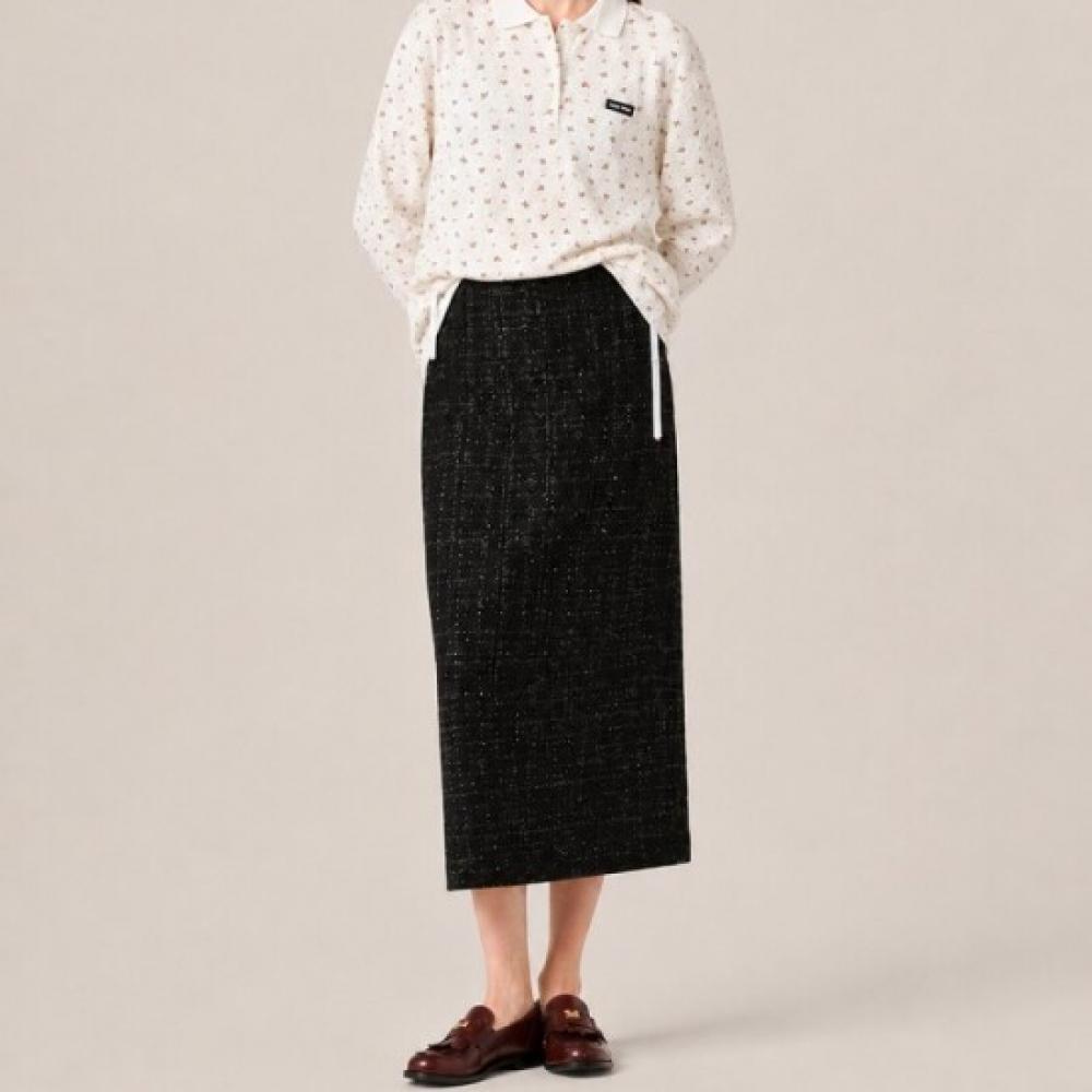 Lor Seoul Classic Twinkle Tweed Long Skirt Pvsk260408