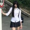 Y2K Slim Fit White Shirt Women Waist Slimming Long Sleeve Jk Shirts Woman All Match Turn Down Collar Chic Blouse