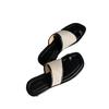 Grape Mother Of The Same Style, One Word With Flat Bottom Cover Toe Leather Cool Slippers, Women Wear Seaside Holiday Beach Slippers In Summer