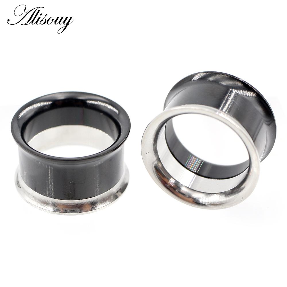 Alisouy 2PC нержавеющая сталь нить полые ушные заглушки для туннеля расширитель растяжитель двойные расклешенные калибры серьги пирсинг ювелирные изделия
