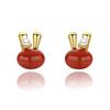 Cute Little Rabbit Jade White Jade Southern Red Earrings Small Earrings Year of Rabbit Earrings