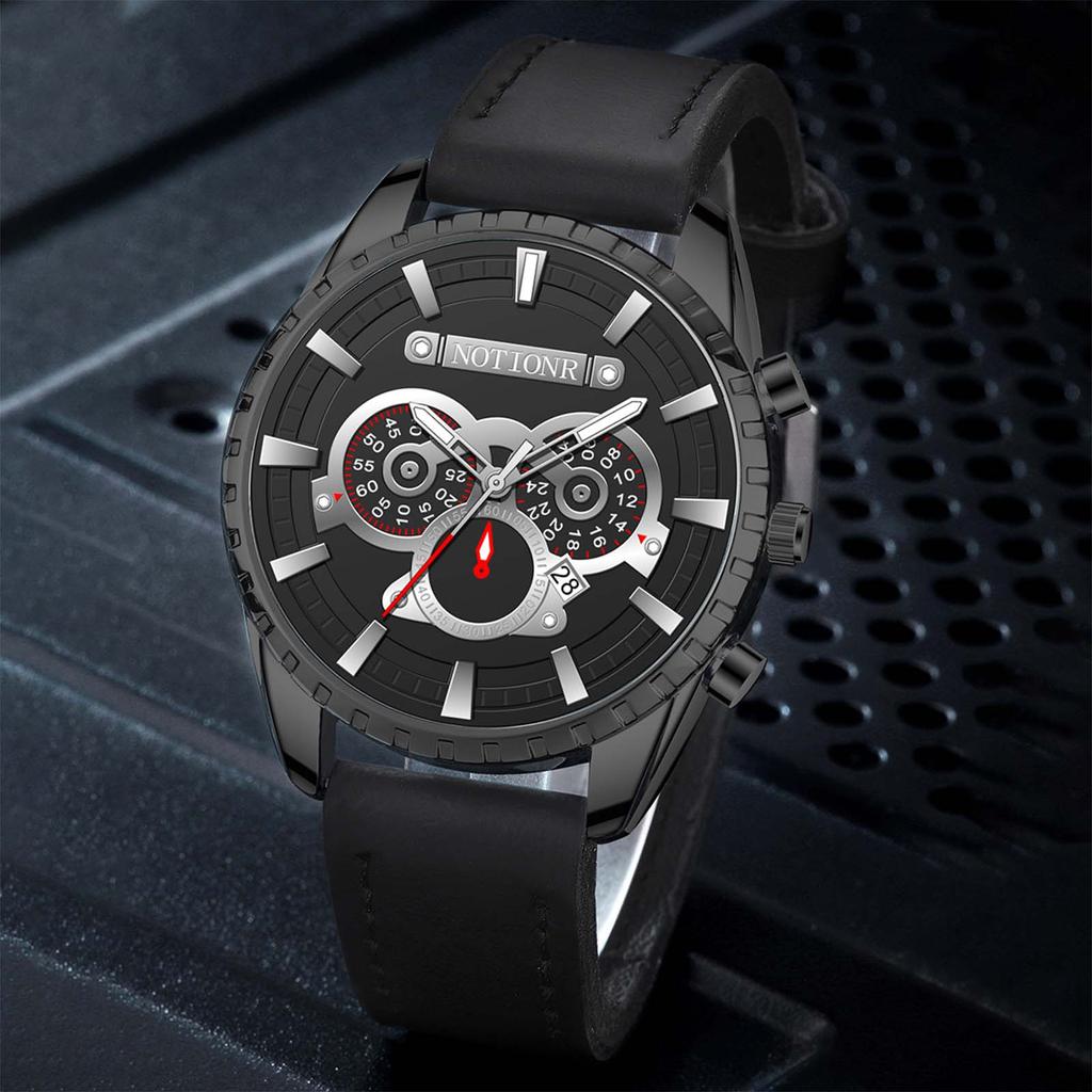 Повседневные часы мужские кварцевые наручные простые часы часы с индивидуальным выражением часы с календарем кожаный ремешок