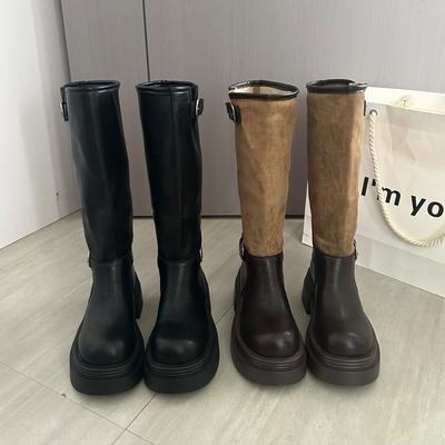 Звездный тот же стиль~ длинные сапоги для женщин, но выше колена 2025 осень новые универсальные сапоги в стиле пэчворк сапоги-рыцари сапоги на наборном каблуке