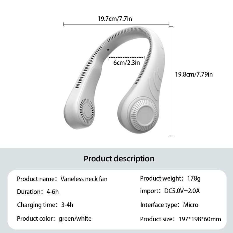 Compact Rechargeable USB Electric Neck Fan Custom Logo Cooling Air for Outdoor Sports & Car/RV Use Portable Box Installation